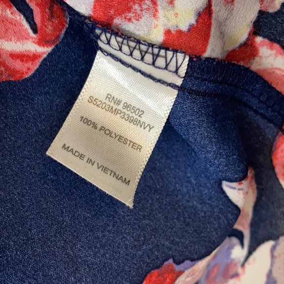 Sandy & sid floral navy pink short sleeve open stringy back blouse top shirt - Picture 12 of 17